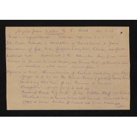 Synopsis of notes, 24 March 1919, from Herries Beattie, to Elsdon Best 