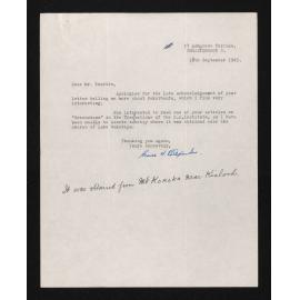 Letter, 18 September 1963, from Bruce Alexander, to Herries Beattie