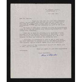 Letter, 9 July 1963, from Bruce Alexander, to Herries Beattie