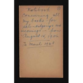 Notebook, 'Concerning all my books for sale - outgoings and incomings'
