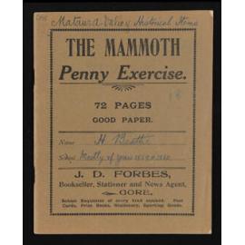 Notebook entitled, 'Mataura Valley historical items, mostly of year 1859 and 1860'