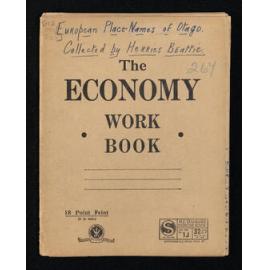 Notebook entitled, 'European place-names of Otago collected by Herries Beattie'