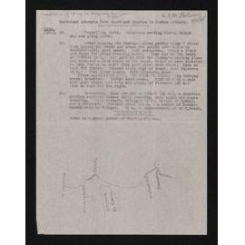 Typewritten copy of 'Condensed extracts from Shortland Diaries' and sketch map signed by A.F.M. Paterson, 8 October 1945
