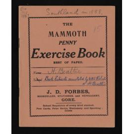 Notebook entitled, 'Southland in 1888', containing handwritten extracts annotated by W.H.S. Roberts and Herries, from 'Southland, a guide to its resources industries and scenery'