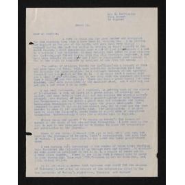 Letter, 16 March 1935, from A.H. Carrington, to Herries Beattie, regarding chronology and waiata