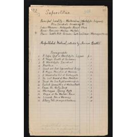 Unpublished notes on superstition and supernatural events