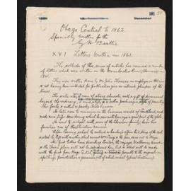 Notes entitled 'Otago Central to 1862' including copies of letters written by John Thomson in 1861