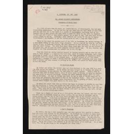 Typescript entitled, 'A lifetime on the land, Mr Andrew Miller's experiences; Incidents of early days'
