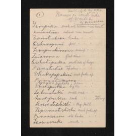 Handwritten note entitled 'Names on South side of Waitaki' written by Pukurakau