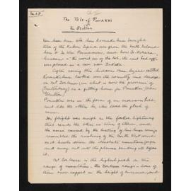 Handwritten notes entitled 'The Tale of Pouakai or The Glutton'