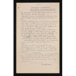 Handwritten notes entitled 'Pounemou and Mata-tuhua' and 'Takaroa (the Sea-God) and others'