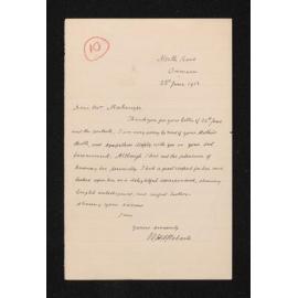 Letter, 28 June 1913, from W.H.S. Roberts, to Louisa McKenzie