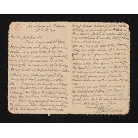 Letter, 4 October 1900, from W.H.S. Roberts, to Mrs William [Charlotte] Ronald