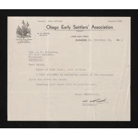 Letter, 22 November 1944, from M.M. Pryde, to Louisa McKenzie