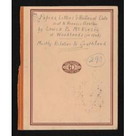 Cover and contents of folder contents entitled 'Papers, letters and historical data, mostly relative to Southland'