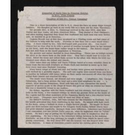 Typescript copy of, 'Memories of early days in Riverton District', by Ellen Fraser