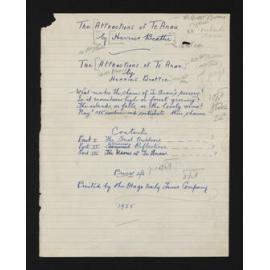 Manuscript of 'Attractions of Te Anau'