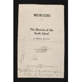 Manuscript of 'The Morioris of the South Island'