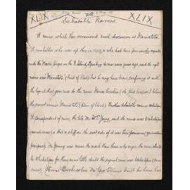 Manuscript entitled 'Place-names of Otago etc : debatable names, XLIX' written by Herries Beattie as a contribution to W.H.S. Roberts', 'Place names and early history of Otago and Southland'