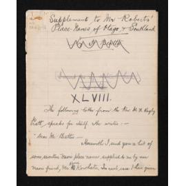 Manuscript entitled 'Supplement to Mr Roberts' Place-names of Otago & Southland, XLVIII'
