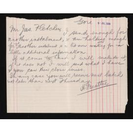 Letter, 2 July 1914, from Herries Beattie, to James Fletcher, regarding contributions to  W.H.S. Roberts', 'Place names and early history of Otago and Southland', including preface and epilogue