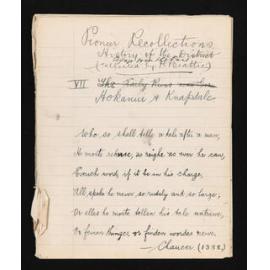 Manuscript of 'Pioneer recollections', part 1, chapter 7
