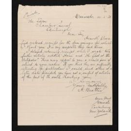 Letter, 14 May 1931, from Herries Beattie, to the editor of Chamber's Journal, Edinburgh