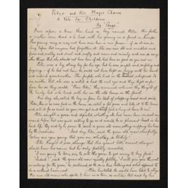 Manuscript entitled, 'Peter and his magic charm; A tale for children', by Goai