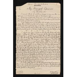 Manuscript entitled, 'My strangest experience', by Southlander