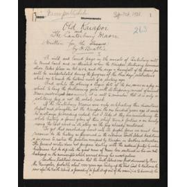 Manuscript entitled, 'Old Kaiapoi and the Canterbury Maori', September-October 1931