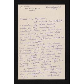 Letter, 20 November 1955, from Ian Donnelly, editor of the Timaru Herald, to Herries Beattie, regarding  manuscript of 'Mackenzie of the Mackenzie Country ', and manuscript