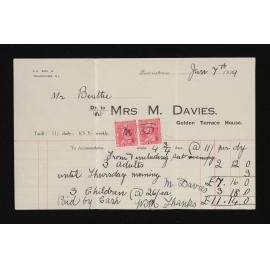 Receipt for accommodation at Golden Terrace, House, Queenstown
