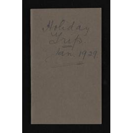 Notebook entitled, 'Holiday trip', [to Queenstown]