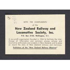 Cards and excerpts from the New Zealand Railway Observer