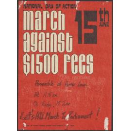 "National Day of Action March Against $1500 Fees 15th June"