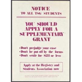"Notice To All TSG Students You Should Apply For A Supplementary Grant"