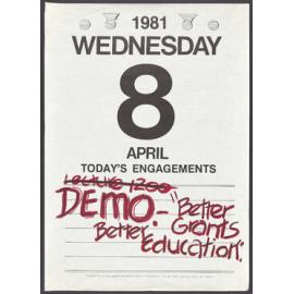 "1981 Wednesday 8 April Today's Engagements"