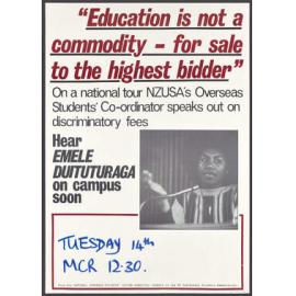 "Education is not a commodity - for sale to the highest bidder"