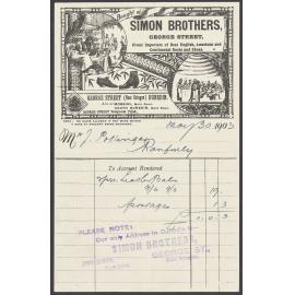 Simon Brothers billhead