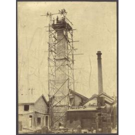 Newly built chimney at an industrial site