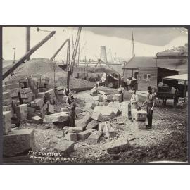 Stone dressers at work new dock. P.C. [Port Chalmers]