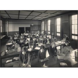 Basket-making class, Dunedin North Intermediate School