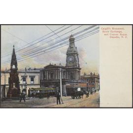 Cargill's Monument, Stock Exchange, and Custom House, Dunedin, N.Z.