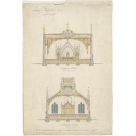 Tokomairiro Presbyterian Church, plan for church building, transverse sections