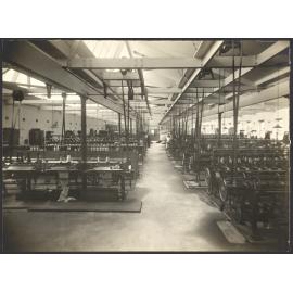 Interior with knitting frames in foreground