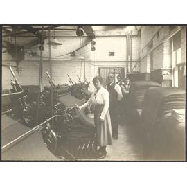 Workers with machinery and cloth