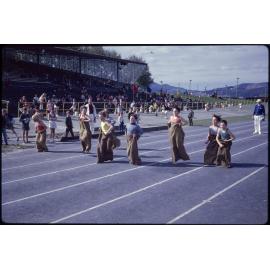 Sack race at the Caledonian Ground