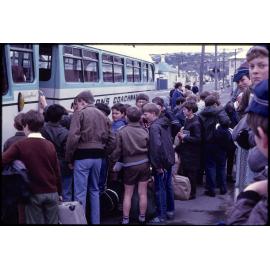 Boys about to board Newton's coach on Melbourne Street
