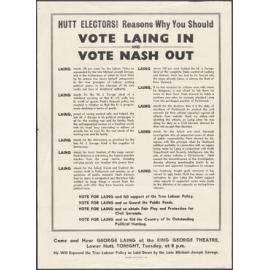 "Hutt Electors! Reasons Why You Should Vote Laing In and Vote Nash Out"