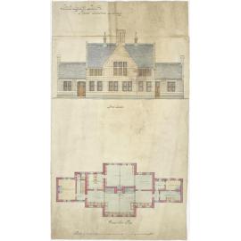 Front elevation and general floor plan for proposed laundry building, Seacliff